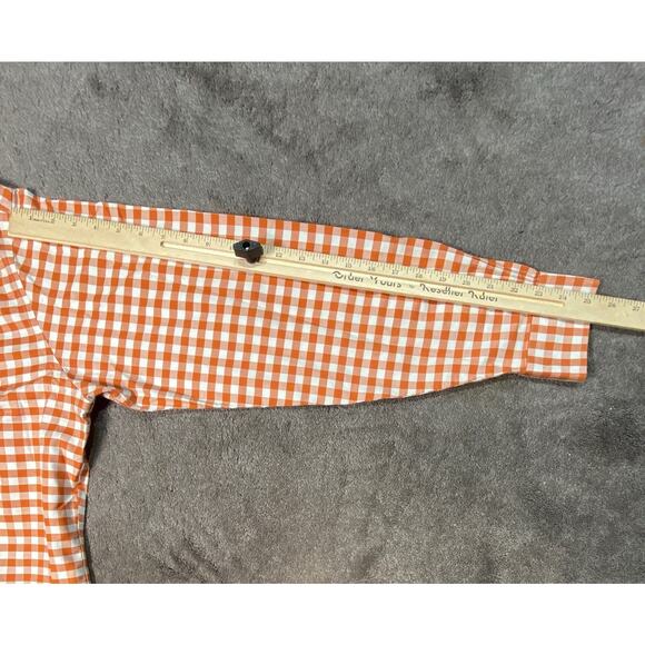Brooks Brothers Mens L Orange Gingham Button Down Non Iron Supima Cotton Shirt - Picture 12 of 13